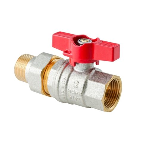 KOER EXTREME KE.227-20 - 3/4" Кран з американкою, ручка "метелик" червона (36 шт/ящ, 9шт/уп)