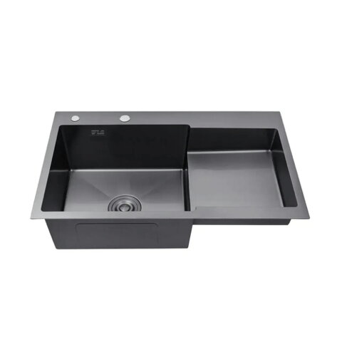 KRAFT Мийка Handmade HS7848 AL - B - BLACK - Ліва 780*480*230+корзина (2) ЧОРНА