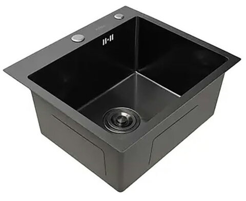 KRAFT Мийка Handmade HS5050 500*500*230 BLACK DECOR + корзина