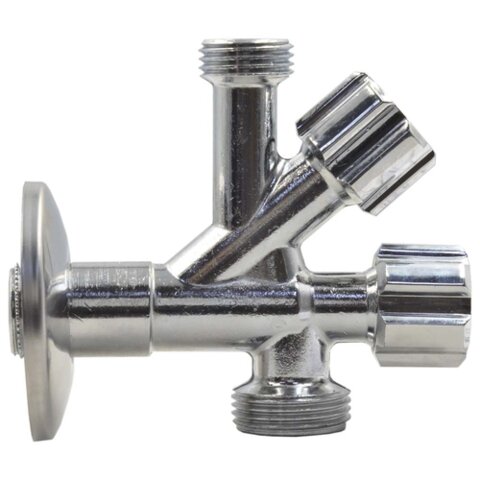 D902694  Кран подвійний кутовий для сантехприладів  ?1/2" х 1/2" х 3/4"  VA Albertoni srl