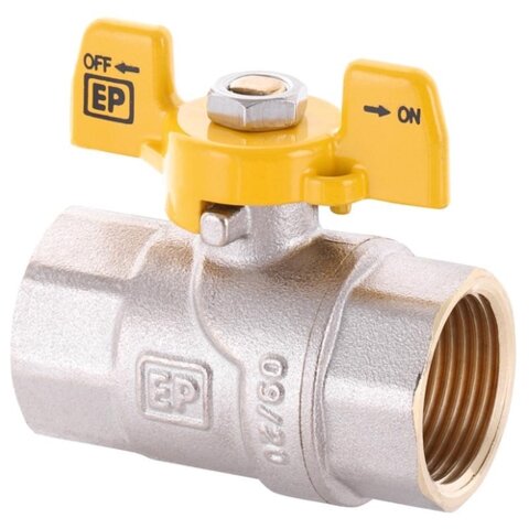 EUROPRODUCT EP.121 - 1/2" FF Кран кульовий ГГМ YELLOW, ручка "метелик" жовта (96 шт/ящ, 12 шт/уп)