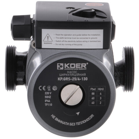 KOER KP.GRS-25/4-130 Насос циркуляційний, Н=4М, Q=3кбМ, P=88Вт (з кабелем, без гайок ) (8 шт/ящ)