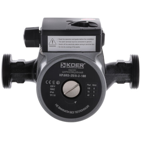 KOER KP.GRS-25/8-2-180 Насос циркуляційний, Н=8М, Q=6кбМ, P=100Вт (з кабелем та гайками) (8 шт/ящ)