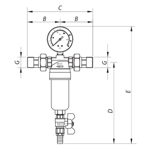 KOER KR 1250 1/2 Фільтр самоочисний з манометром