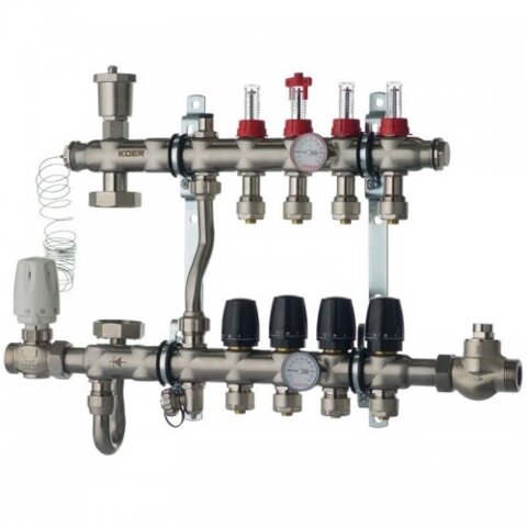 KOER KR S 1011- 04  Колектор з  встр. узлом   1"*4 SUS 304 і  євроконус. 3\4-16