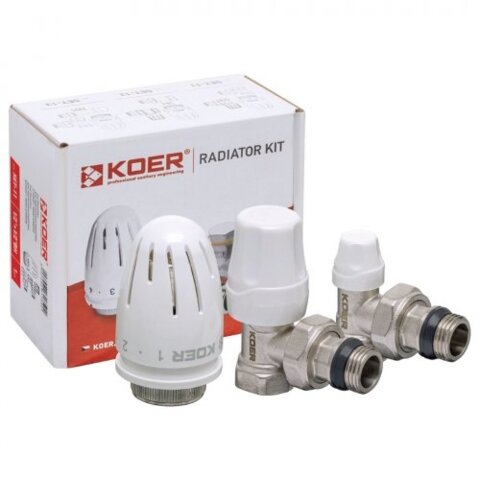 KOER SET-11 - 1/2x1/2 Комп для підключ. радіатор. термог. Кутовий з резинкою ( Коробка)