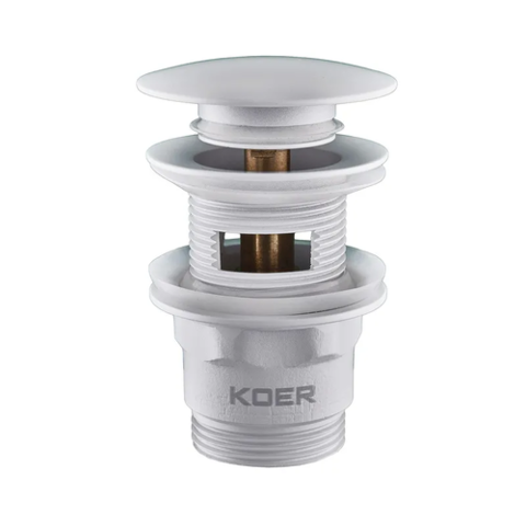 KOER PW-03-03 1 1/4'' Донний клапан для умивальника з переливом (кнопка) (Білий)