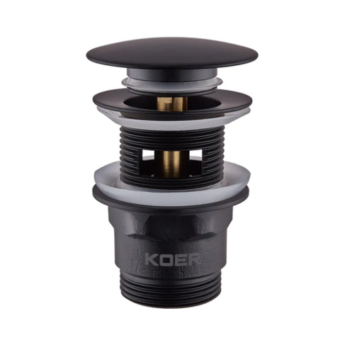 KOER PW-03-05 1 1/4''  Донний клапан для умивальника з переливом (кнопка) (Чорний)