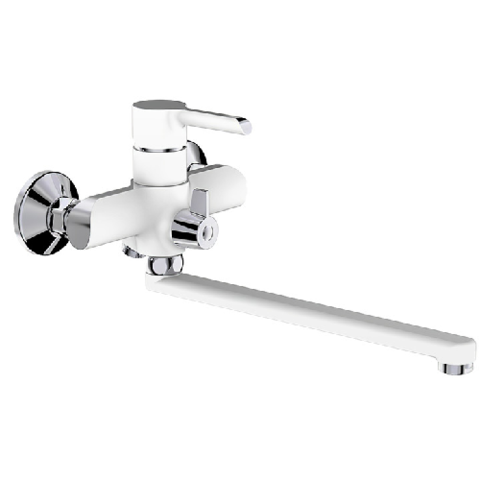 MIXXUS PREMIUM EDEM 006 EURO (WHITE)  Змішувач для ванни довгий гус. Білий + НІкель.
