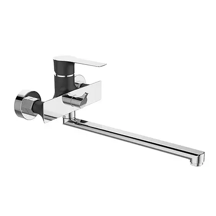 MIXXUS PREMIUM  EVA 006 EURO (BLACK) Змішувач для Ванни довгий гусак Чорний + Нікель