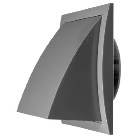 Решітка пластикова, ND10FVP 148x153mm, O100mm, зовнішня, зі зворотним клапаном, сірий
