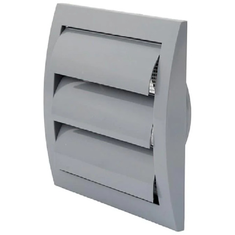 Решітка ND10ZP пластикова, 148x153mm, O100mm, з жалюзі, сіра