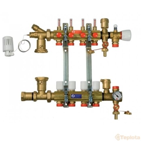 Giacomini R557FY006 Колектор 6 - з витратомірами, з клапанами, дрібна різьба