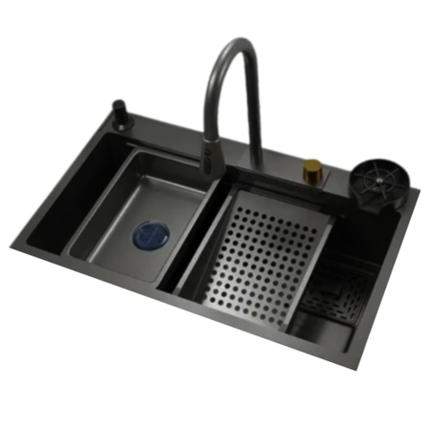 MIXXUS PREMIUM MH7545-SET-02 NANO-BLACK Мийка із вбудованим змішувачем з нерж. сталі