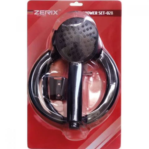 ZERIX SHOWER SET 02B  (шланг, лійка, тримач) Чорний