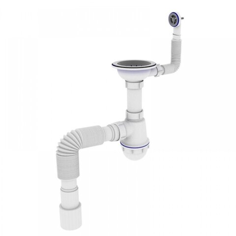 ZERIX SK-02-C 3 1/2"x40 Сифон для кухні з різьбовим випуском та круглим переливом