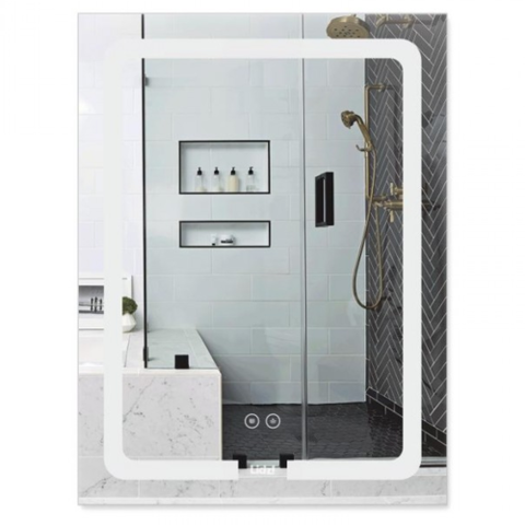 GRUNVEL S500700 - 03, Дзеркало прямокутне з фронт. підсвіч. шир. 3 см, протизапотівання, 500*700
