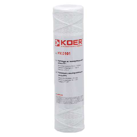 KOER KV-02-2510-01 (старий арт. KV.0101) Картридж із поліпропіленової НИТКА PP1 2,5"х10" (48 шт/ящ)