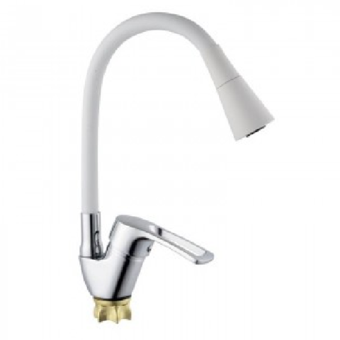CHAMPION YUB 011-181 (NUT) REFL.WHITE Змішувач для кухні з силік. виливом (кол.вил.білий)