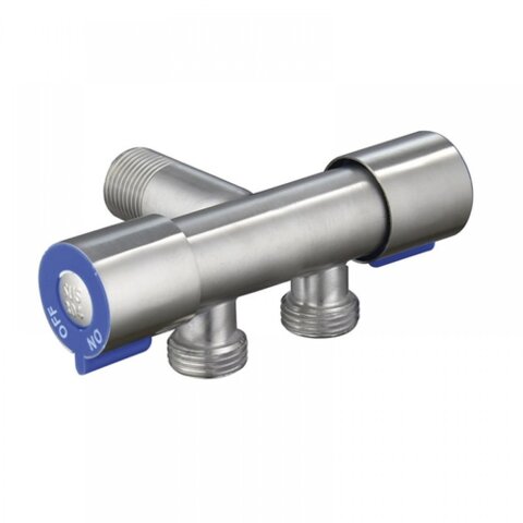 MIXXUS VAL-11-1/2x1/2x1/2 Кран для підкл. сантехпріл. з нерж. ст.SUS304 (синій)(БЛІСТЕР)(75 шт/ящ)