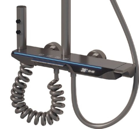 ZERIX PBX-009-J GRAPHITE Душова колона зі зміш.з КНОП.ПЕРЕМИК.з алюм.,4 реж.(Колір графіт) (6 шт/ящ)