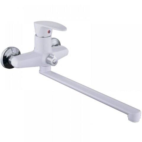 PLAMIX CEZAR-006 EURO SET White Змішувач для ванни (зі шлангом, лійкою та кронштейном) (20 шт/ящ)