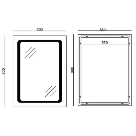 MIXXUS TWEE MR09-80x60-REVERSE Дзеркало з LED Touch, Anti-fog, димером, рег. яскр. (5 шт/ящ)