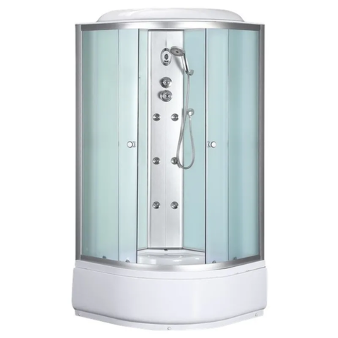 MIXXUS STRONG SBH01-90x90x215-GR SATIN (в 4 ящ) Бокс душ. з гідром. з вис.піддон. сіре тон. скло 4мм