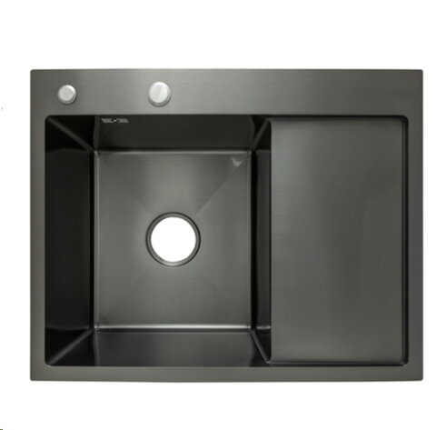 KRAFT Мийка Handmade HS6548 - BL BLACK Ліва 650*480*230+корзина  Чорна
