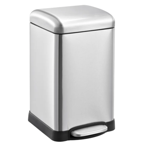 MIXXUS STYLE-TC0106 SS COLOR Відро для сміття з плавним закриттям квадратне 6л (кол.нерж) (6шт/ящ)