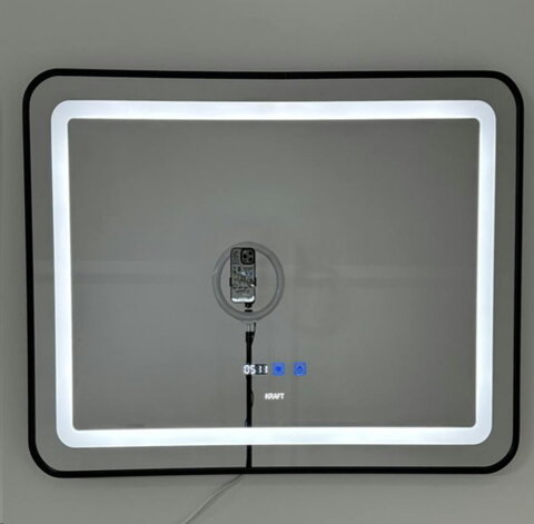 KRAFT Дзеркало з LED 2007-H 80100 Black Горизонтальне Прямокутник з чорним обрамленням