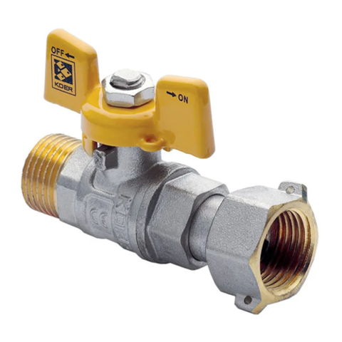 KOER KR.220.G - 1/2" FM Кран кульовий ГШМ YELLOW з накидною гайкою,р."метелик"жовта(80шт/ящ,20шт/уп)