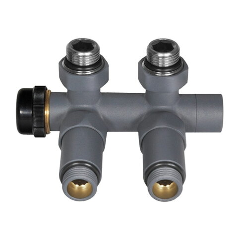 IDEALE DUO 1/2" х 1/2" Кран дизайн з термоголовкою кутовий Антрацит мат.