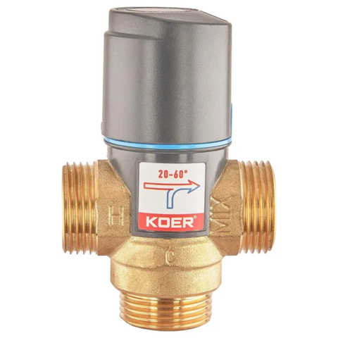 KOER KR.1268 - 1" Клапан змішувальний термостатичний 20*C-60*C (20шт/ящ)