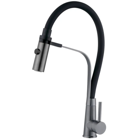 ZERIX MAG-017 GRAPHITE REFL.BLACK Зміш.для кухні з силікон.вил. з н.ст. SUS304(вил.чорний)(10 шт/ящ)