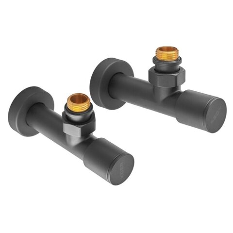 KOER KR.SET.535 BLACK - M1/2"xM1/2" Комплект кранів для рушникосуш. кутовий, подовжений (20шт/ящ)