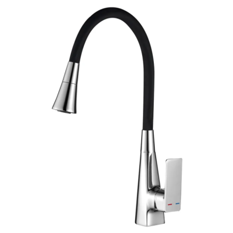MIXXUS ETNA 014-T (NUT) REFL.BLACK Змішувач для кухні (Колір хром+силік.вил.чорний) (10шт/ящ)