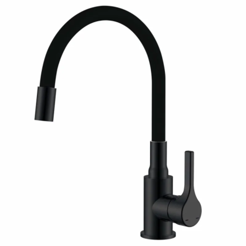 ZERIX REX-011 BLACK REFL.BLACK Змішувач для кухні з нерж.сталі (Кол.чорн.+силік.вил.чорн.)(12 шт/ящ)