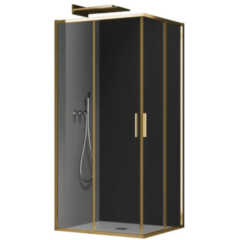 KOER SR SC10-90x90x195-TR-12 Душ. кабіна без піддону прозоре скло EASY CLEAN 6мм МАТ. ЗОЛОТО(1шт/ящ)
