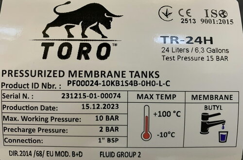 TORO/TR 24 Н Гідроакумулятор незмінна мембрана