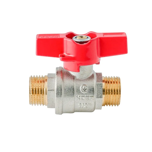 KOER EXTREME KE.219-15 - 1/2" MM Кран кульовий ШШМ, ручка "метелик" червона (80 шт/ящ, 20шт/уп)