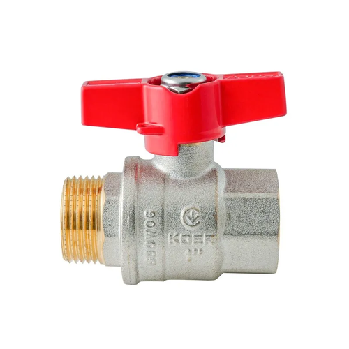 KOER EXTREME KE.218-25 - 1" FM Кран кульовий ГШМ, ручка "метелик" червона (32 шт/ящ, 8шт/уп)