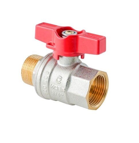 KOER EXTREME KE.218-25 - 1" FM Кран кульовий ГШМ, ручка "метелик" червона (32 шт/ящ, 8шт/уп)