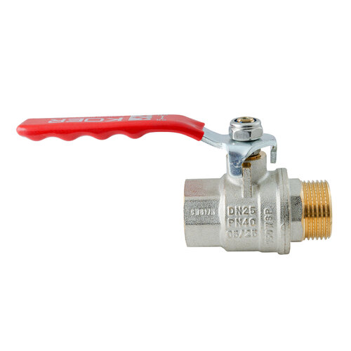 KOER EXTREME KE.215-25 - 1" FM Кран кульовий ГШВ, ручка "важіль" червона (24 шт/ящ, 6шт/уп)