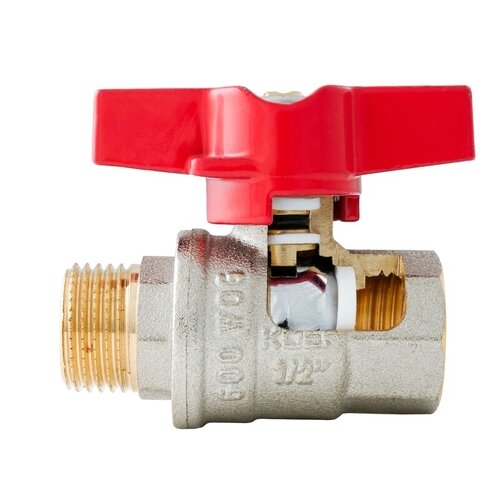 KOER EXTREME KE.218-15 - 1/2" FM Кран кульовий ГШМ, ручка "метелик" червона (80 шт/ящ, 20шт/уп)