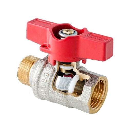 KOER EXTREME KE.218-15 - 1/2" FM Кран кульовий ГШМ, ручка "метелик" червона (80 шт/ящ, 20шт/уп)