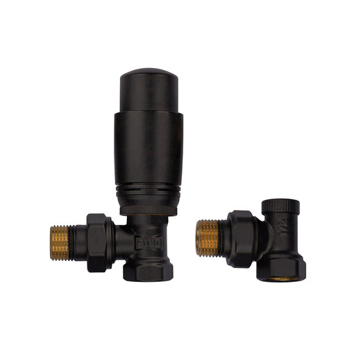 KOER SET-24.Black - 1/2'' Комплект для підключення радіатора (кутовий) з термоголовкою (40 шт/ящ)