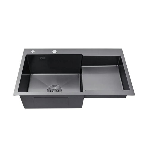KRAFT Мийка Handmade HS7848 AL - B - BLACK - Ліва 780*480*230+корзина (2) ЧОРНА