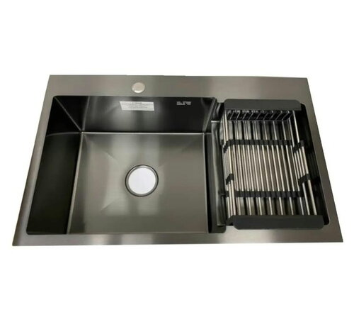 KRAFT Мийка Handmade HS7848 AL - B - BLACK - Ліва 780*480*230+корзина (2) ЧОРНА