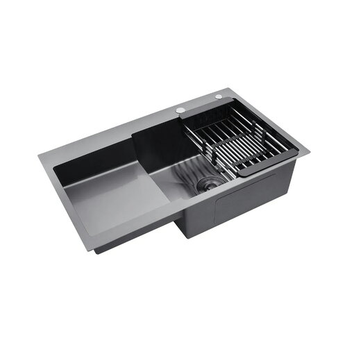 KRAFT Мийка Handmade HS7848 AR - B - BLACK - Права 780*480*230+корзина (2) чорн.